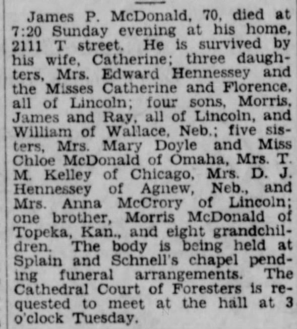 Obituary for James P. McDonald (Aged 70)